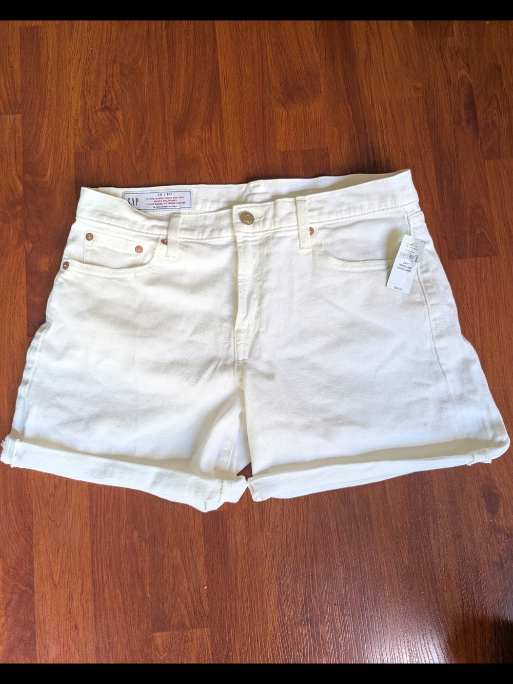 GAP White Mid-Rise Cuffed Denim Shorts